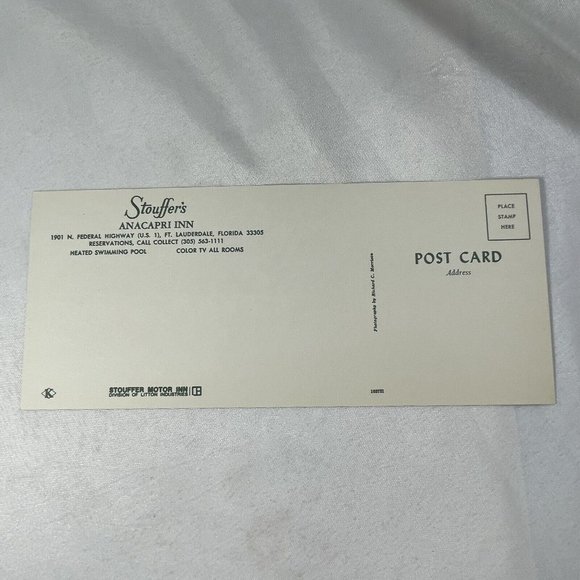 Stouffer's Anacapri Inn Fort Lauderdale Large 8.25 Inch UNUSED Postcard Vintage - Picture 6 of 9